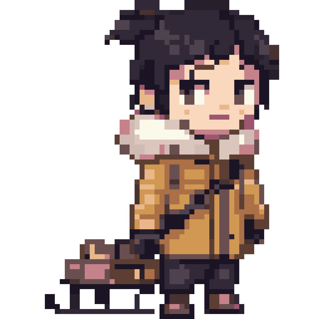 Inuit boy in parka pixel art