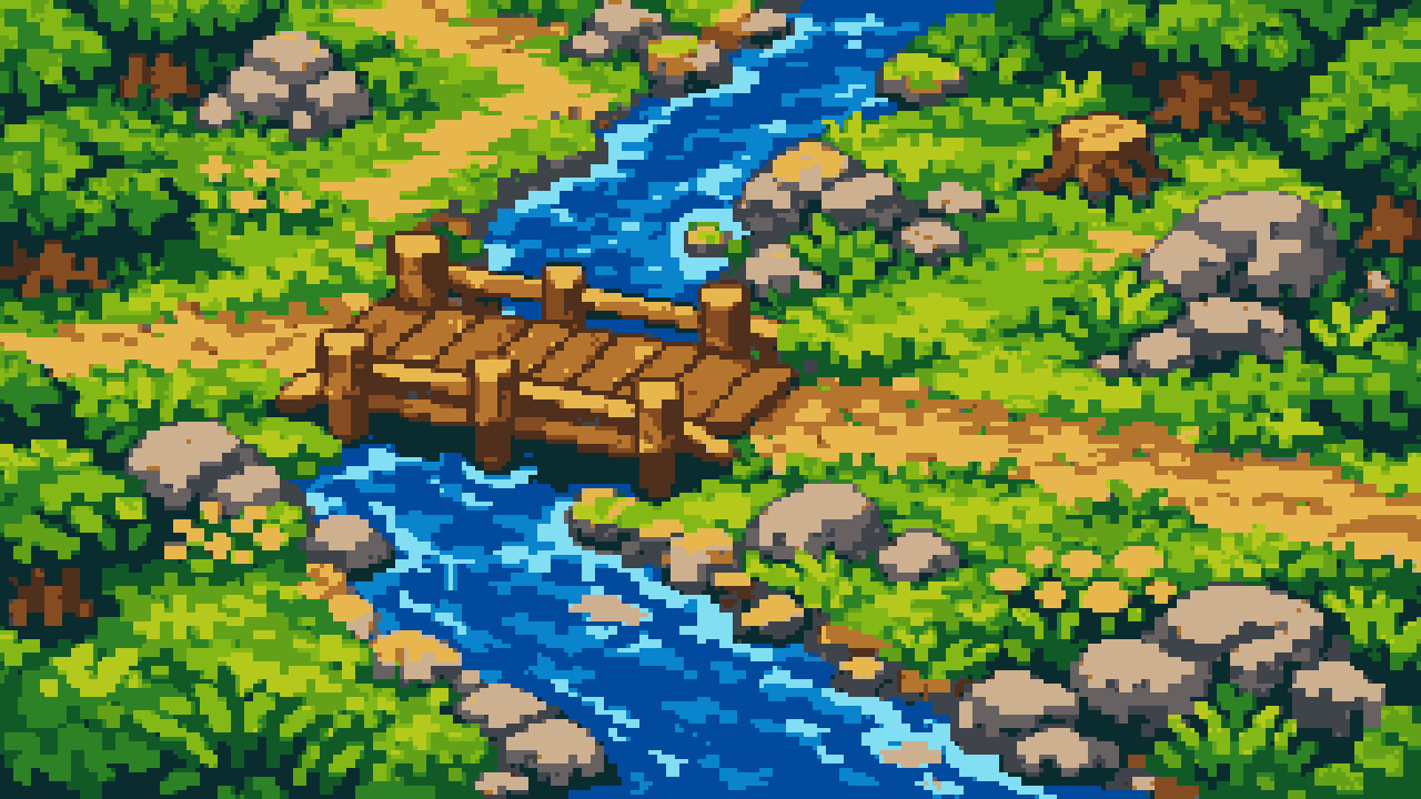 RPG game grass scene pixel art