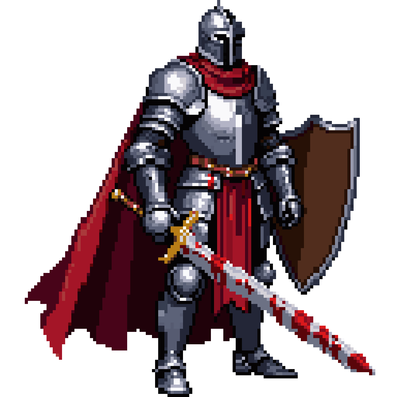 Bloodied medieval knight pixel art