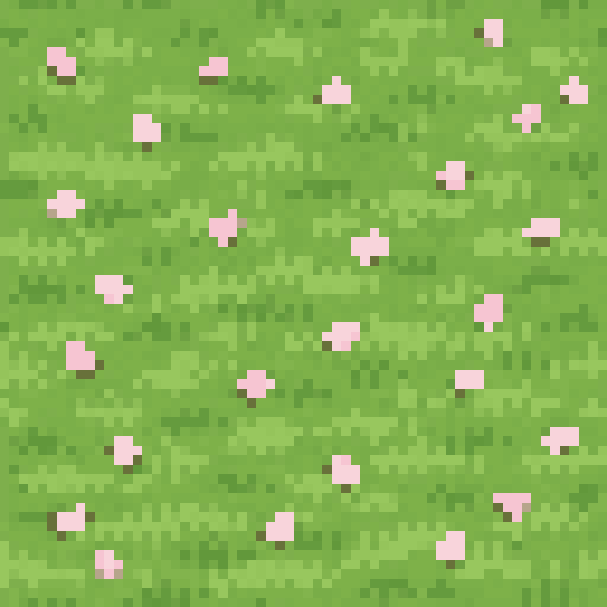 stylized grass texture with cherry blossoms pixel art
