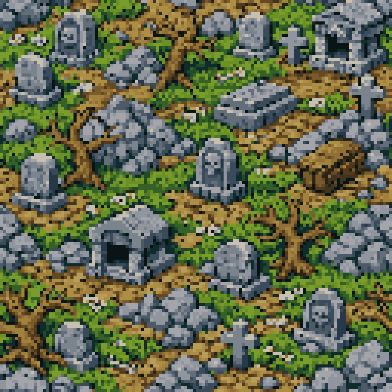 Ghouls and ghosts background tile pixel art