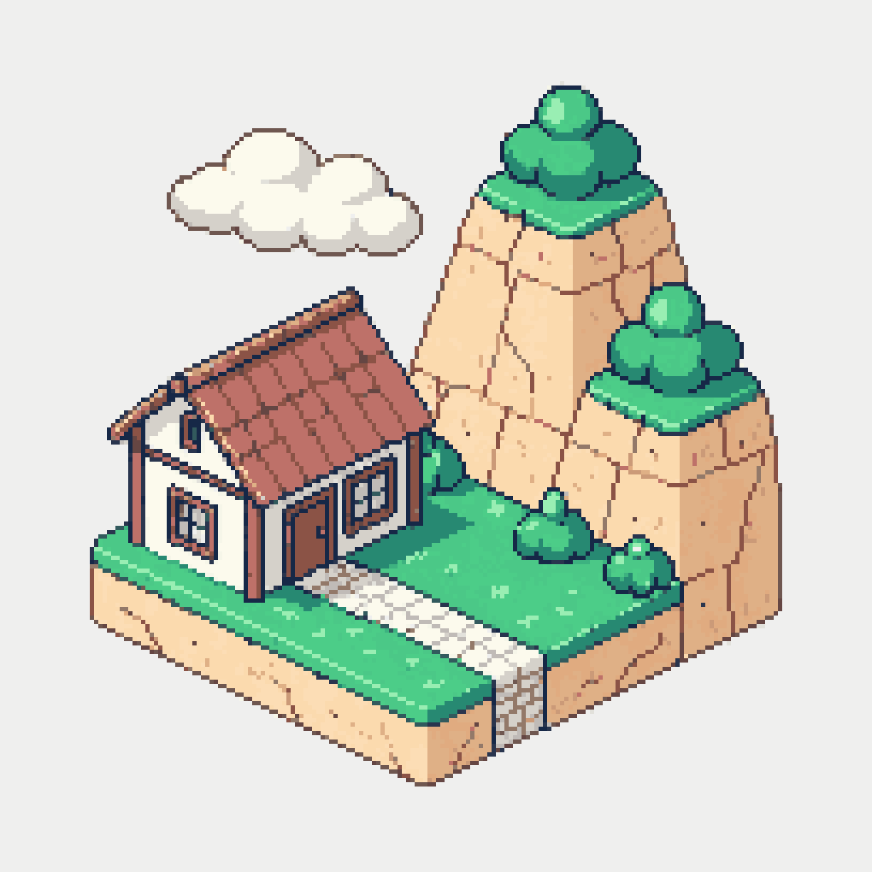 A sticky note with a water stain pixel art