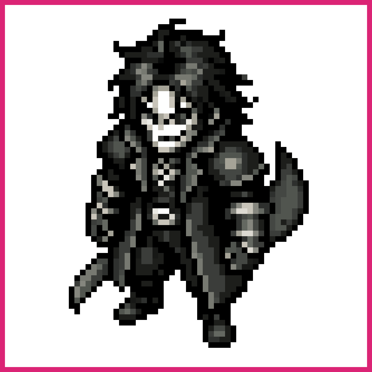 Dark gothic JRPG protagonist, black messy hair,... | Sprite-AI