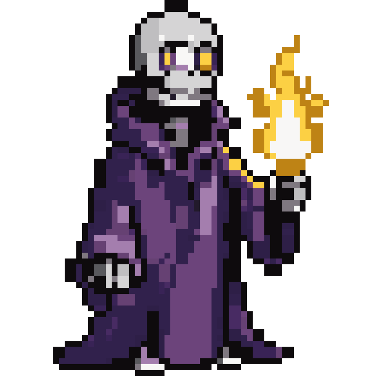 Skeleton with wand pixel art