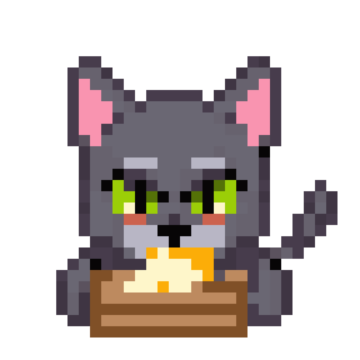 Gray cat with trap pixel art