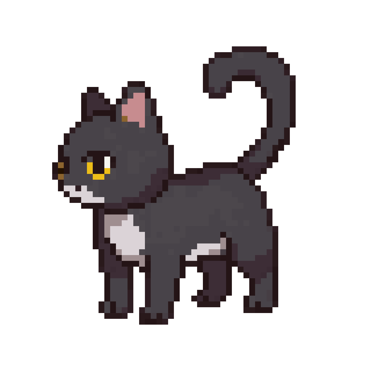 humanoid grey cat with ears and tail pixel art