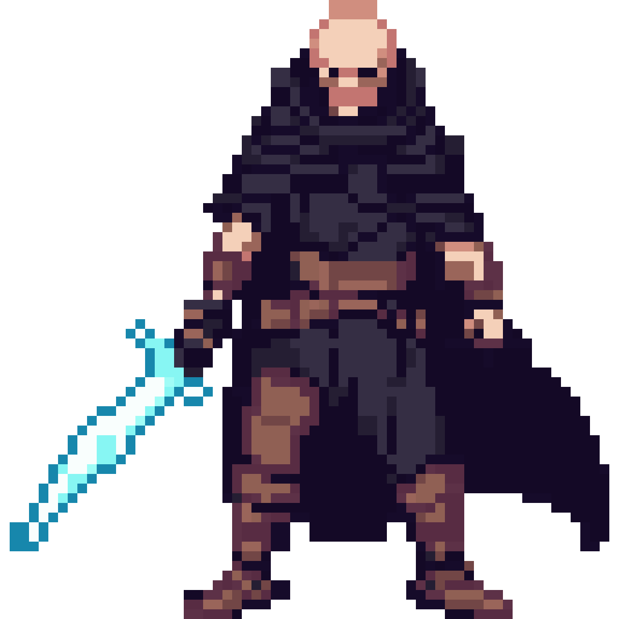 Cyberpunk gaucho warrior pixel art