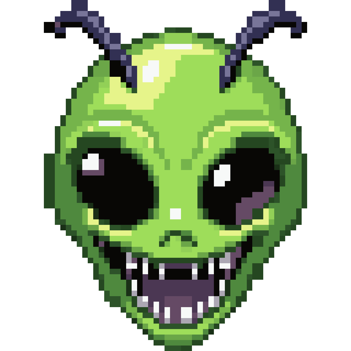 Expressive alien face pixel art