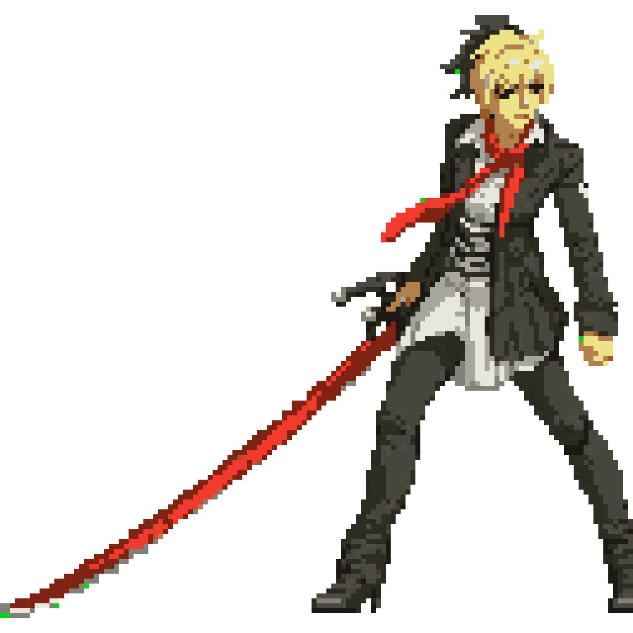 girl with handgun pixel art
