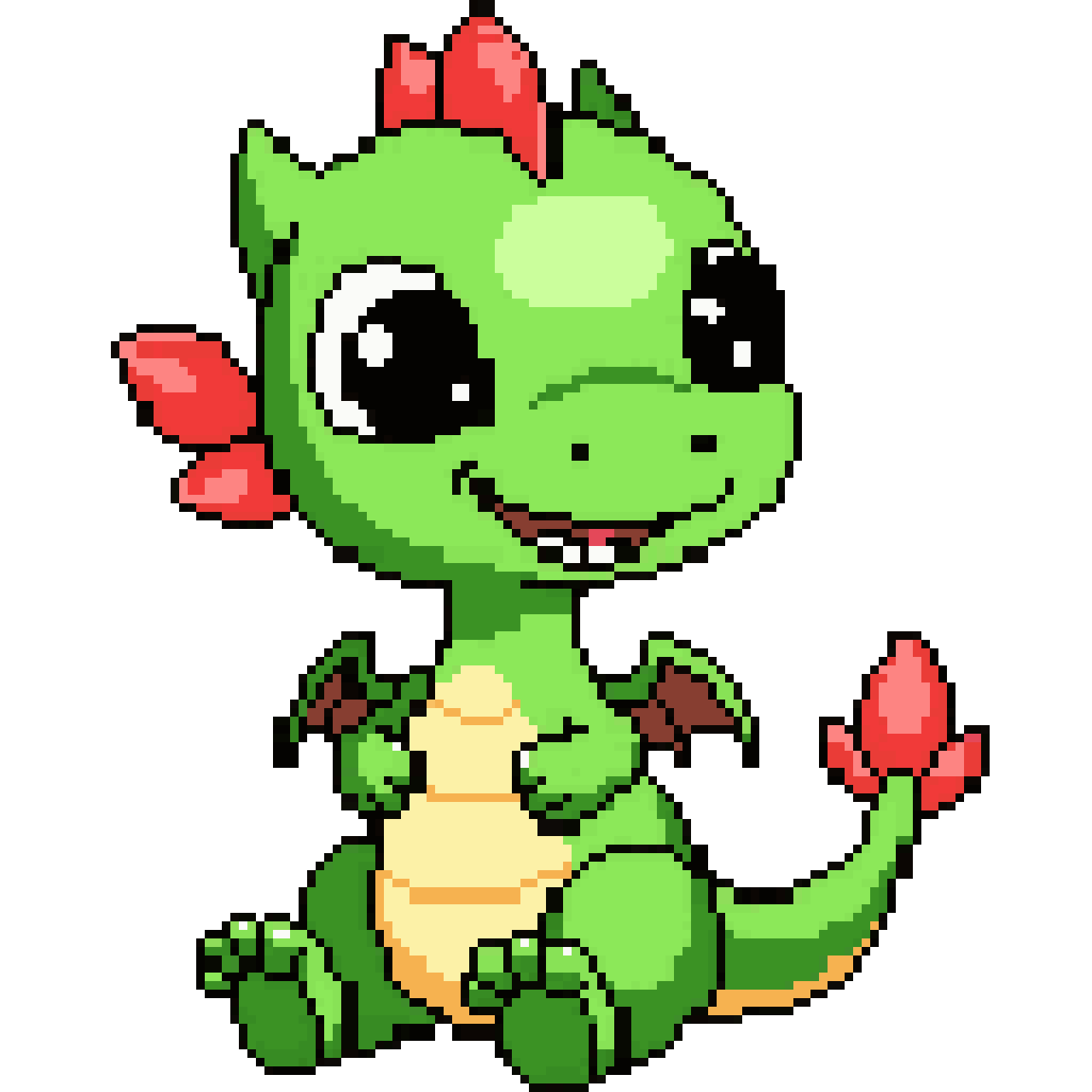 Cute green dragon pixel art