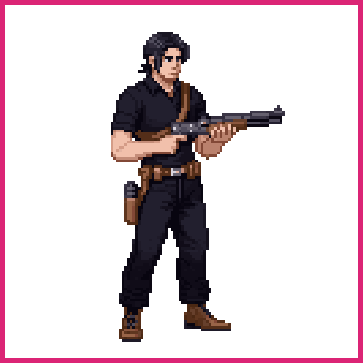 Retro 16-bit pixel cyberpunk hero sprite, man w... | Sprite-AI