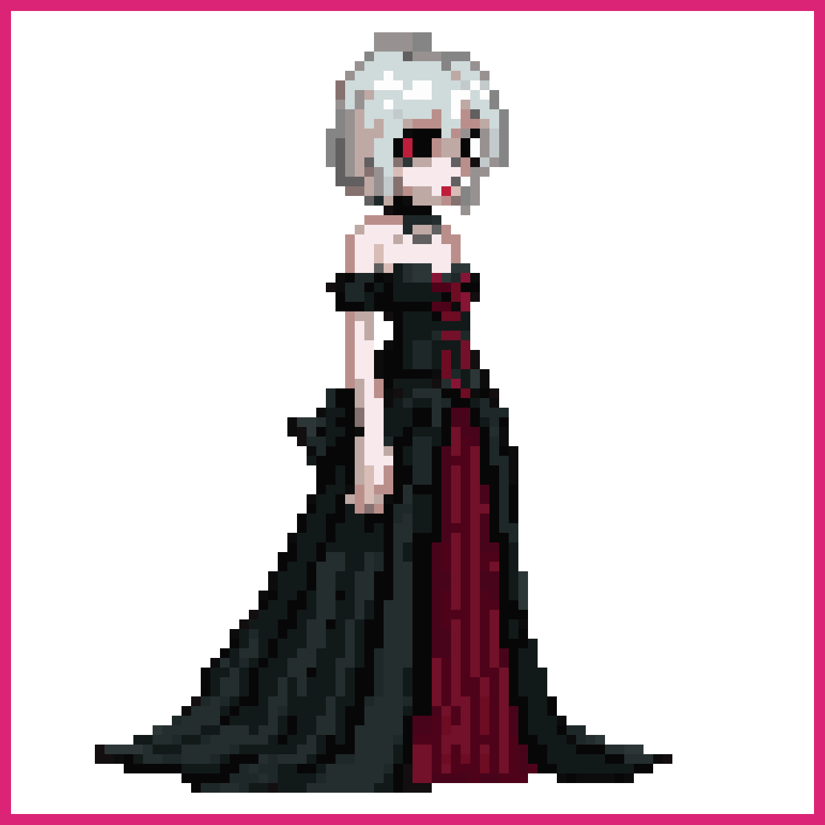 Pale Vampire Lady in Gothic Dress | Sprite-AI