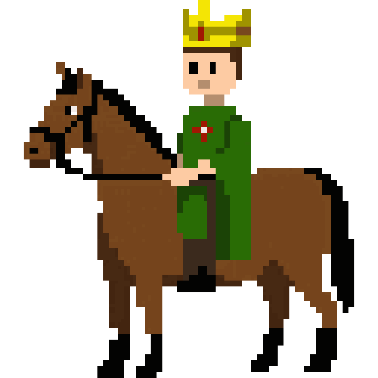 Medieval king on horse pixel art