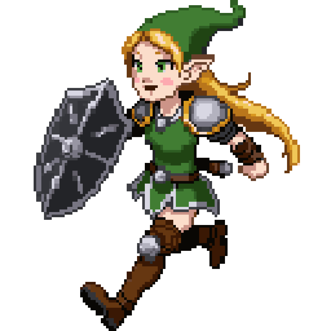 Elf knight in armor pixel art