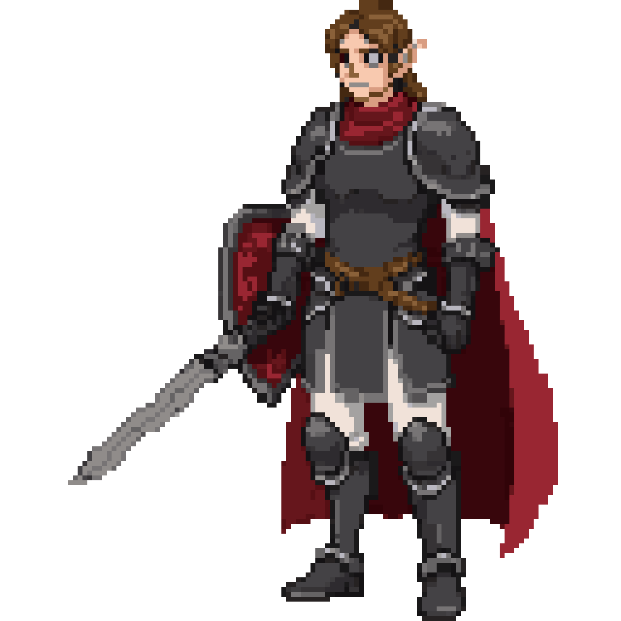 Elven knight with sword pixel art