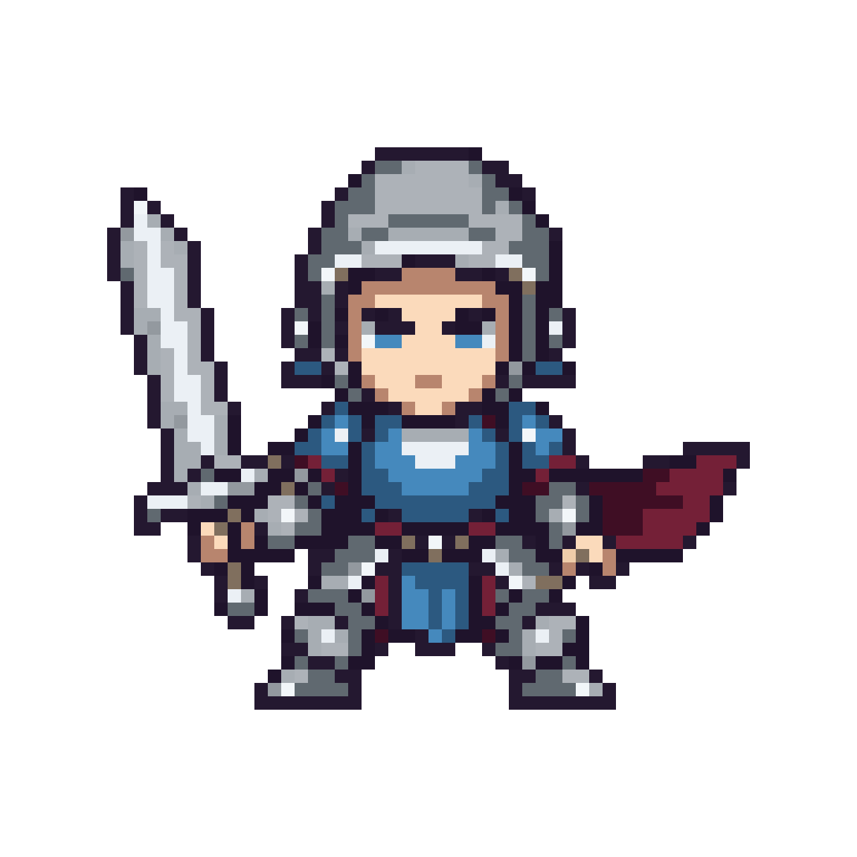 Hero with sword pixel art
