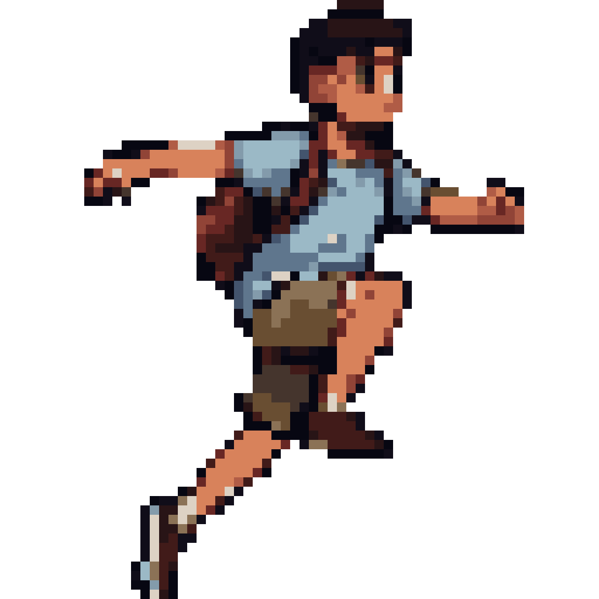 帮我生成一个该人物跳跃的精灵图 pixel art