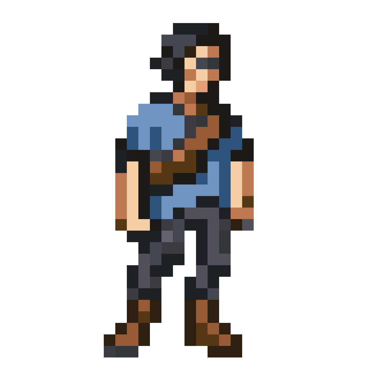 Male character in blue tunic pixel art