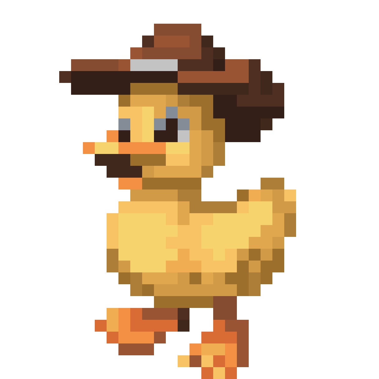 cowboy duck wearing a hat pixel art