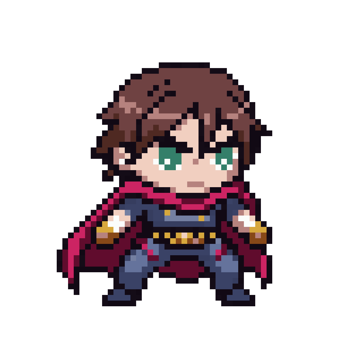 Heroic main character in unique outfit pixel art