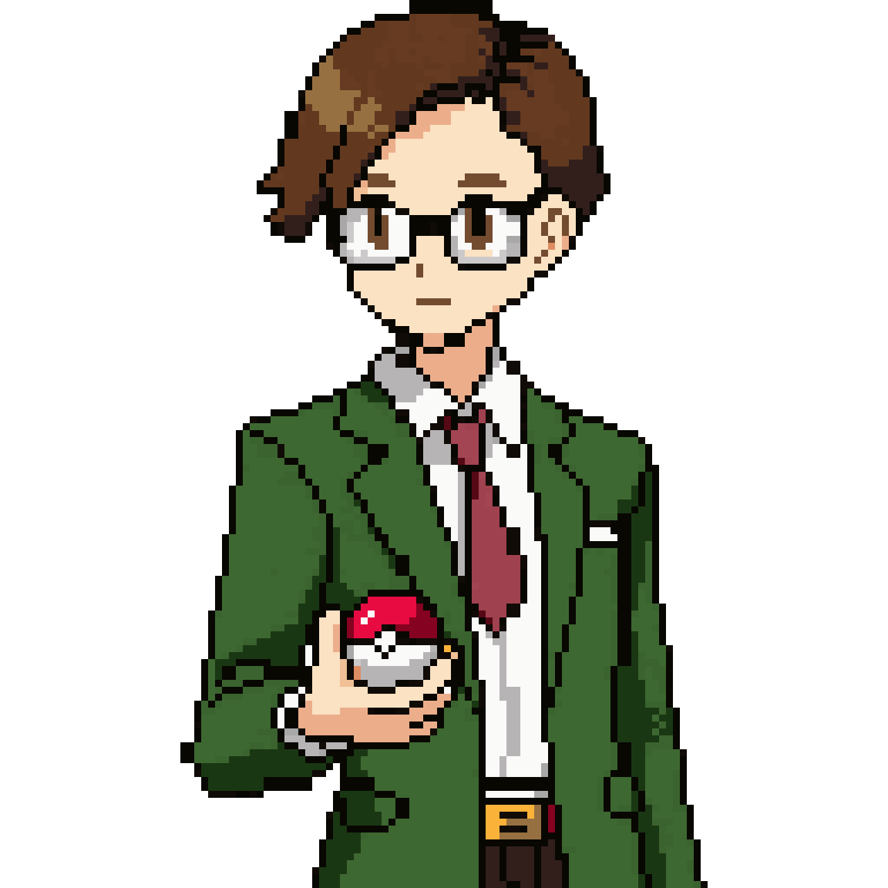 Green suit Pokémon trainer pixel art