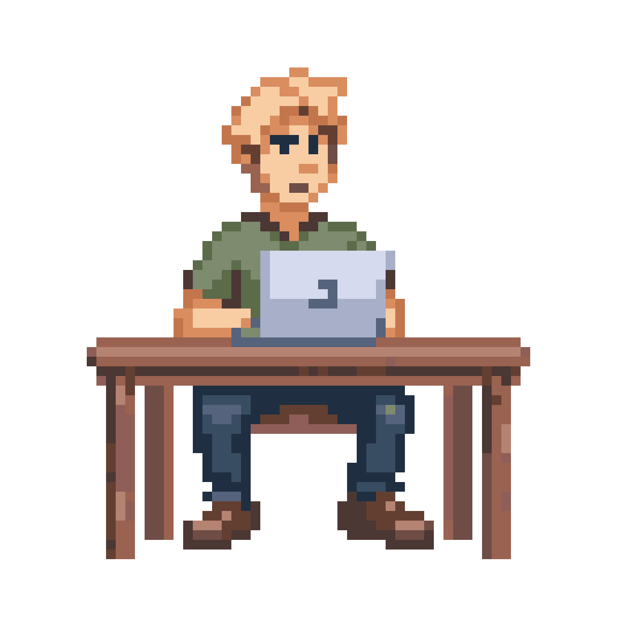 Blogger at desk pixel art