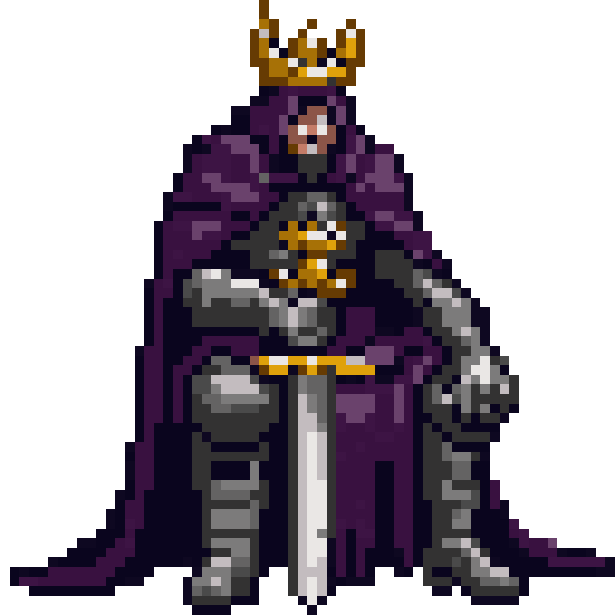 Seated dark fantasy king pixel art