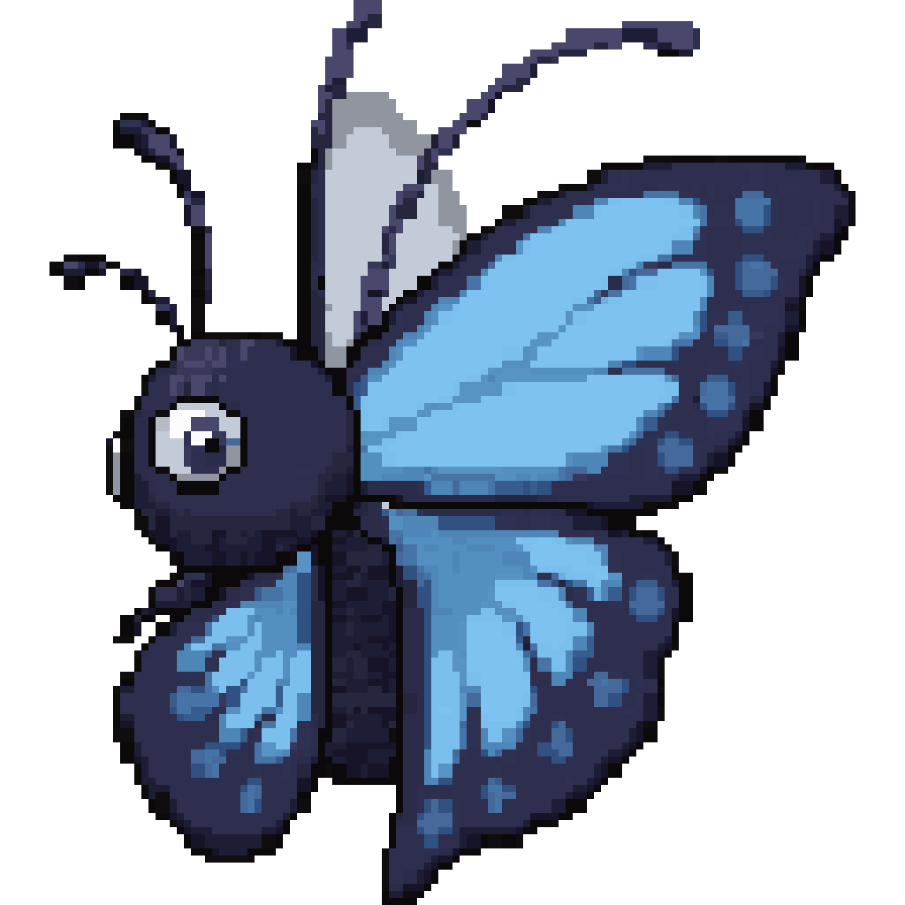 Blue butterfly pixel art