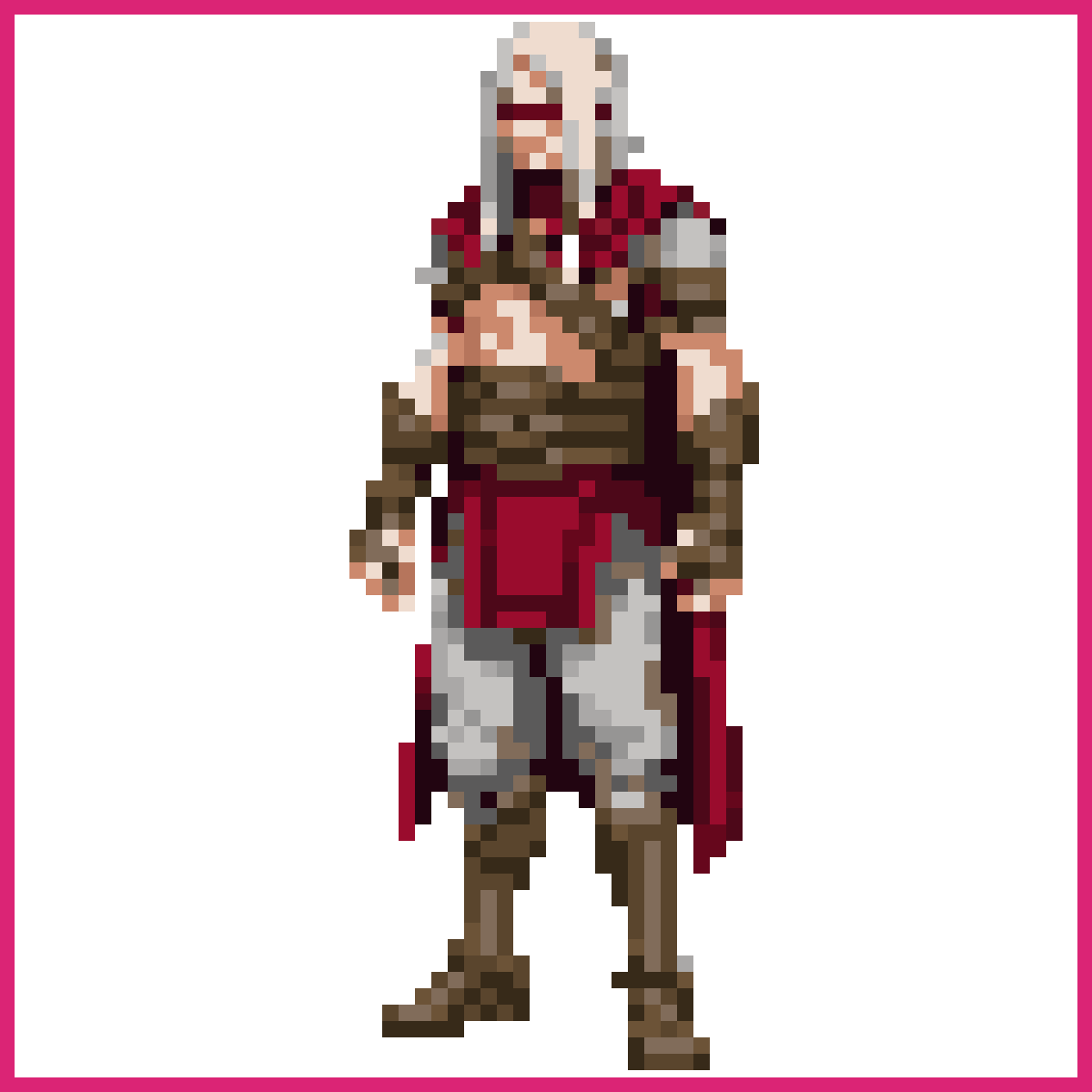 young male warrior with long white hair | Sprite-AI