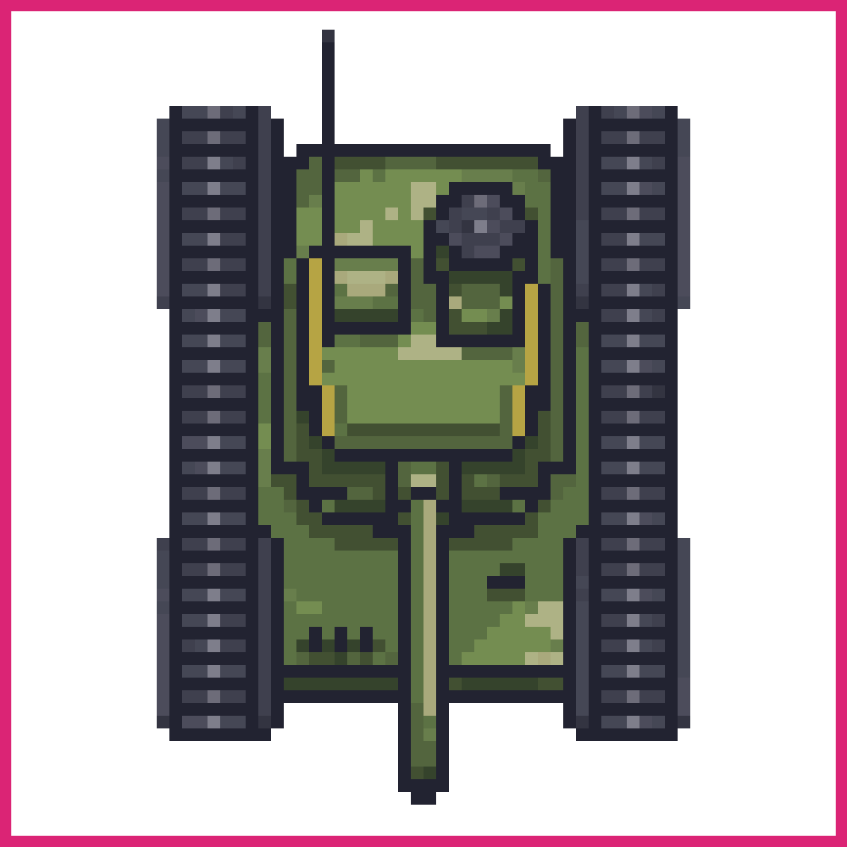 Green Army Battle Tank With Turret Sprite AI