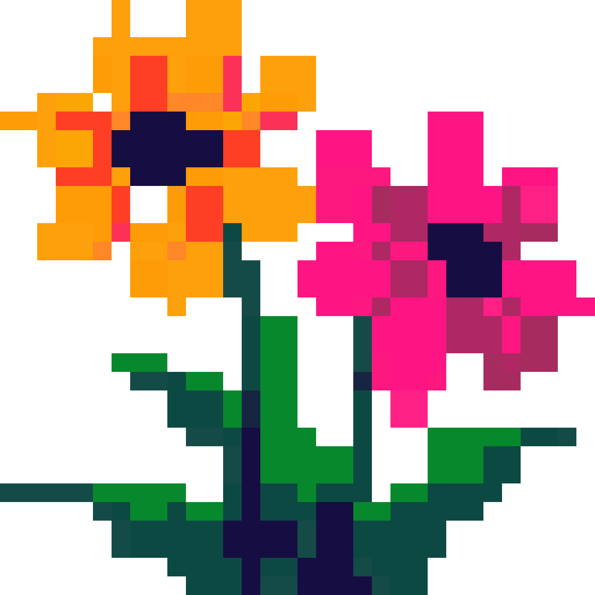Vibrant garden flowers pixel art