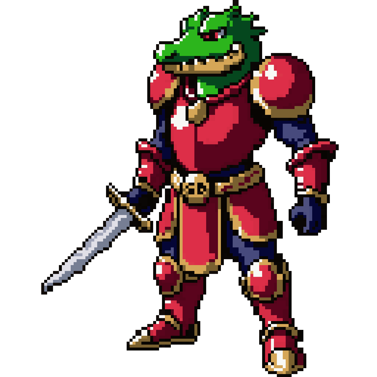Crocodile head knight pixel art