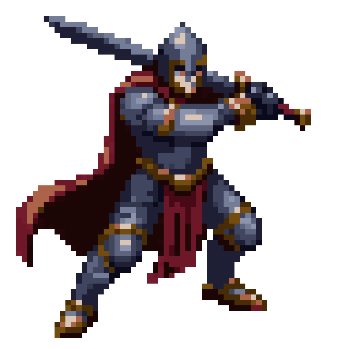 knight warrior with sword and armor pixel art