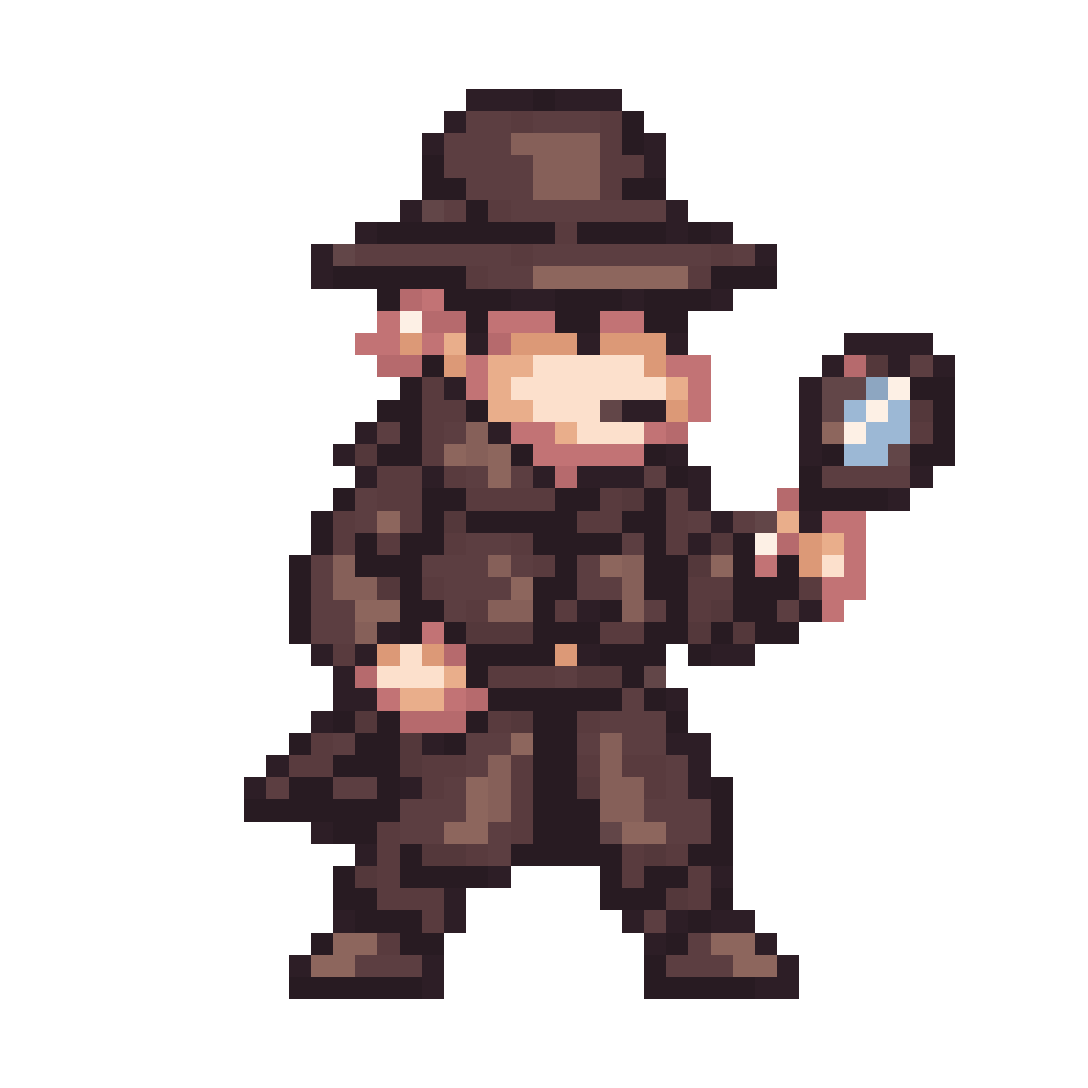 Detective in trench coat pixel art