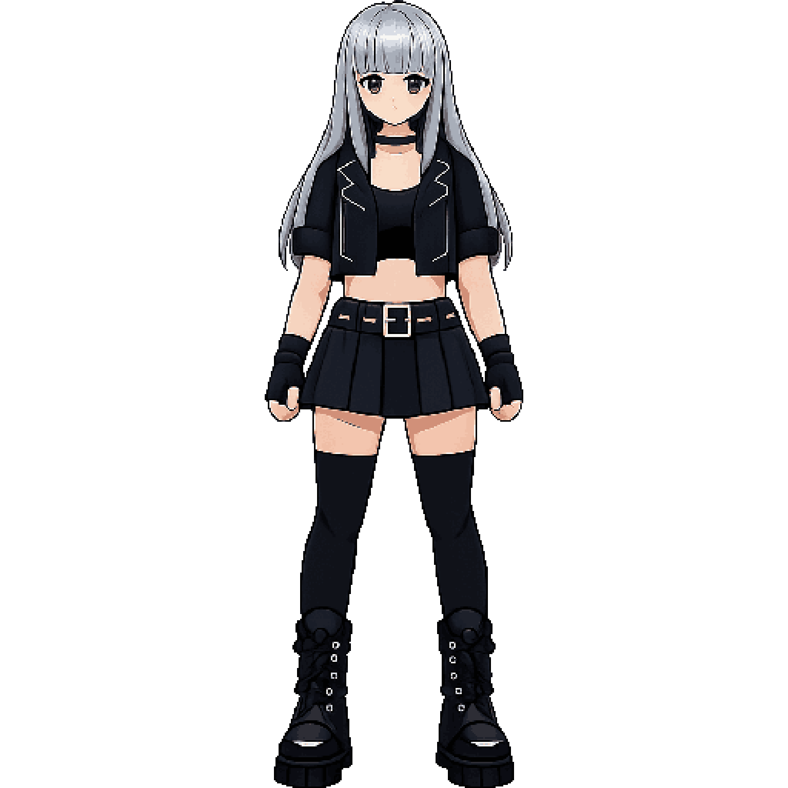 grey hair girl pixel art