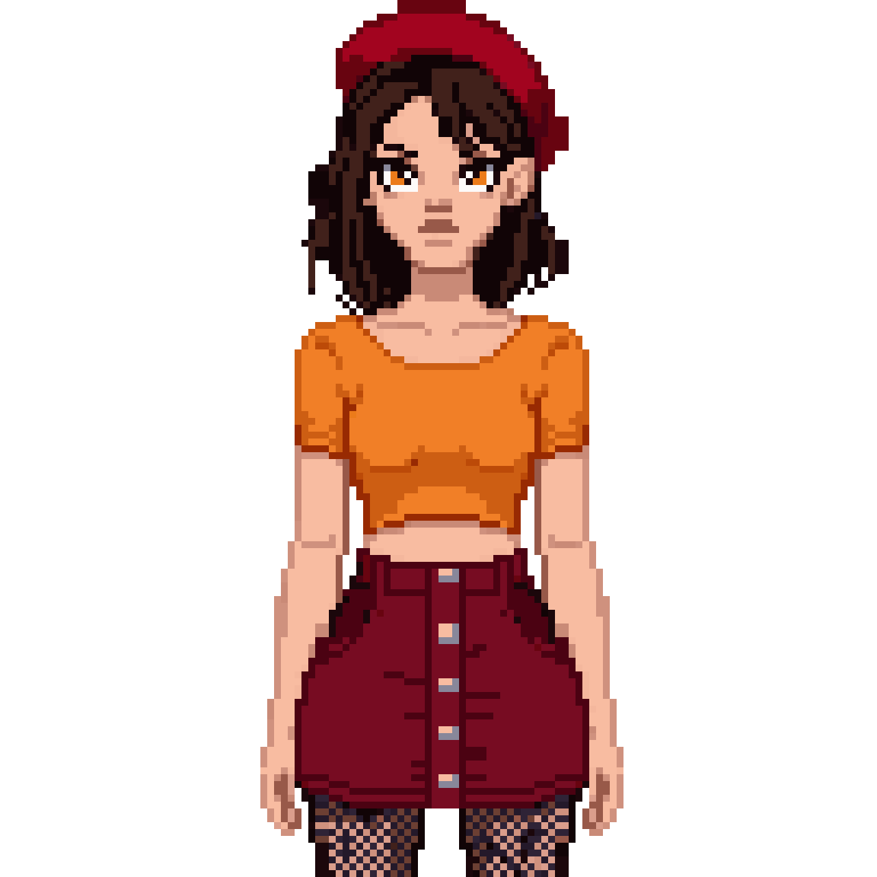 Cool brunette woman pixel art
