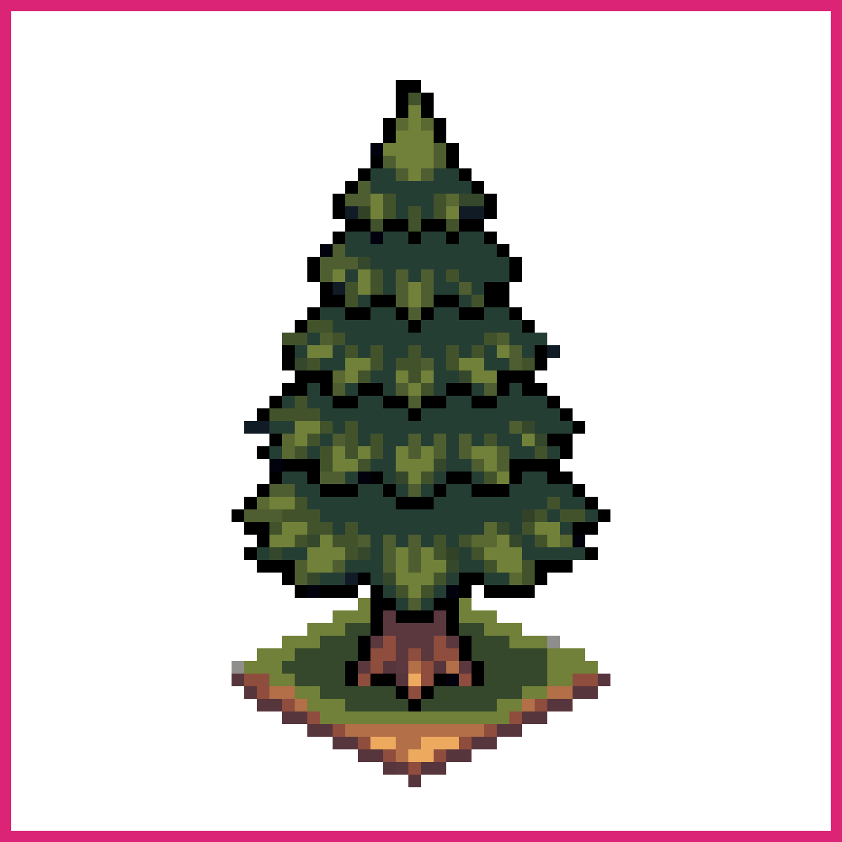 Pixel Art Pine Tree with Dark Green Needles | Sprite-AI