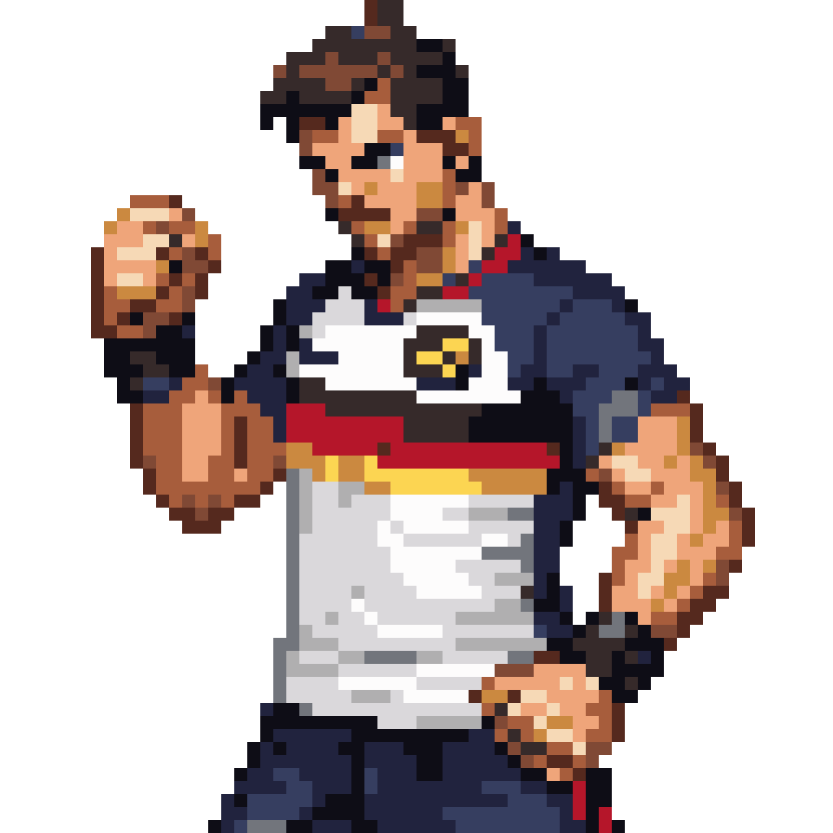 Human fighter in soccer shirt pixel art