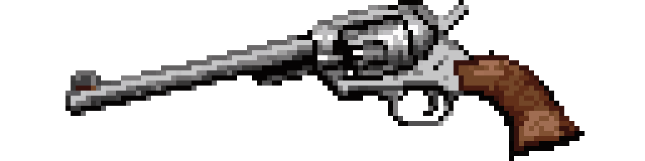 Engraved silver revolver pixel art