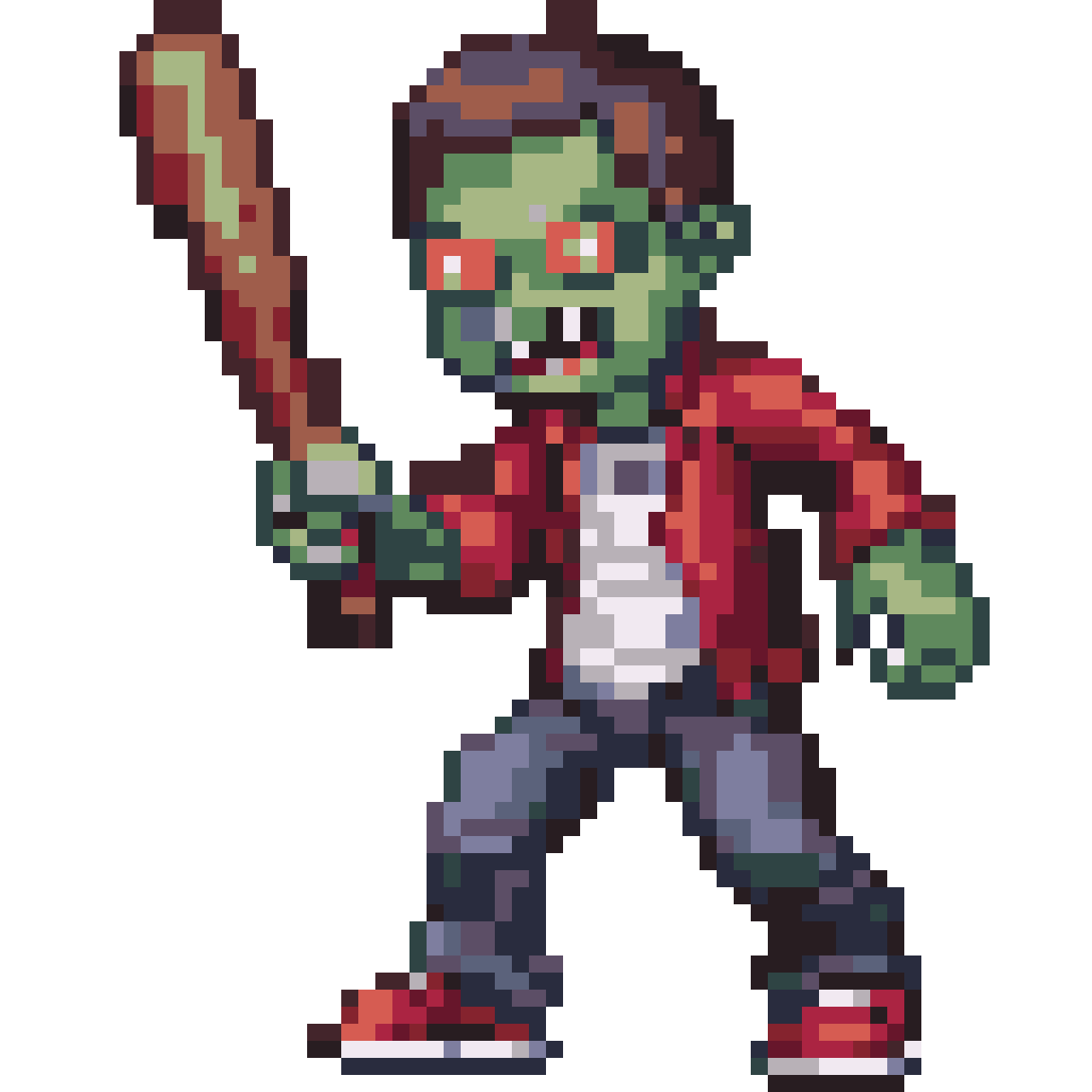 Zombie survival character pixel art