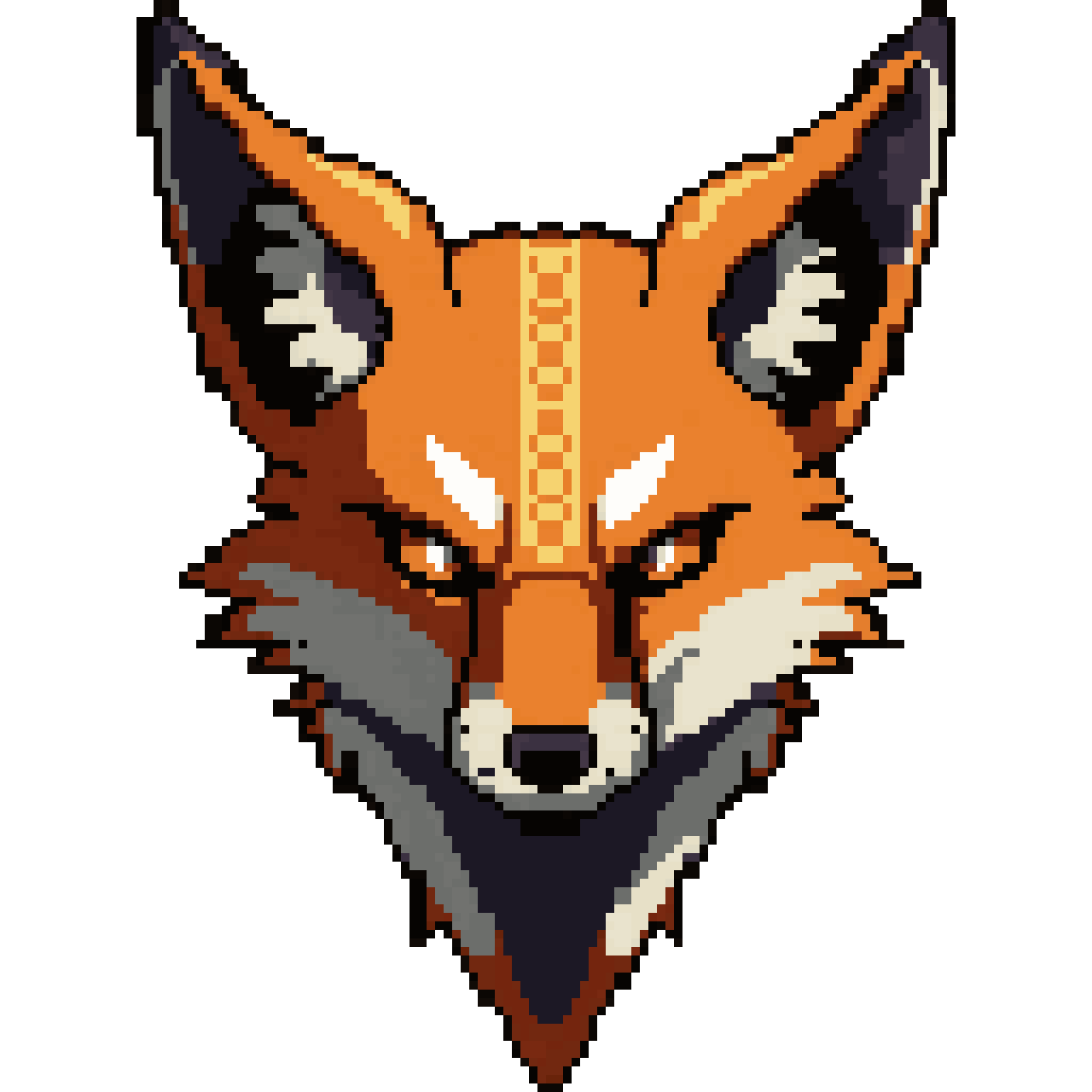 Fox head representation pixel art