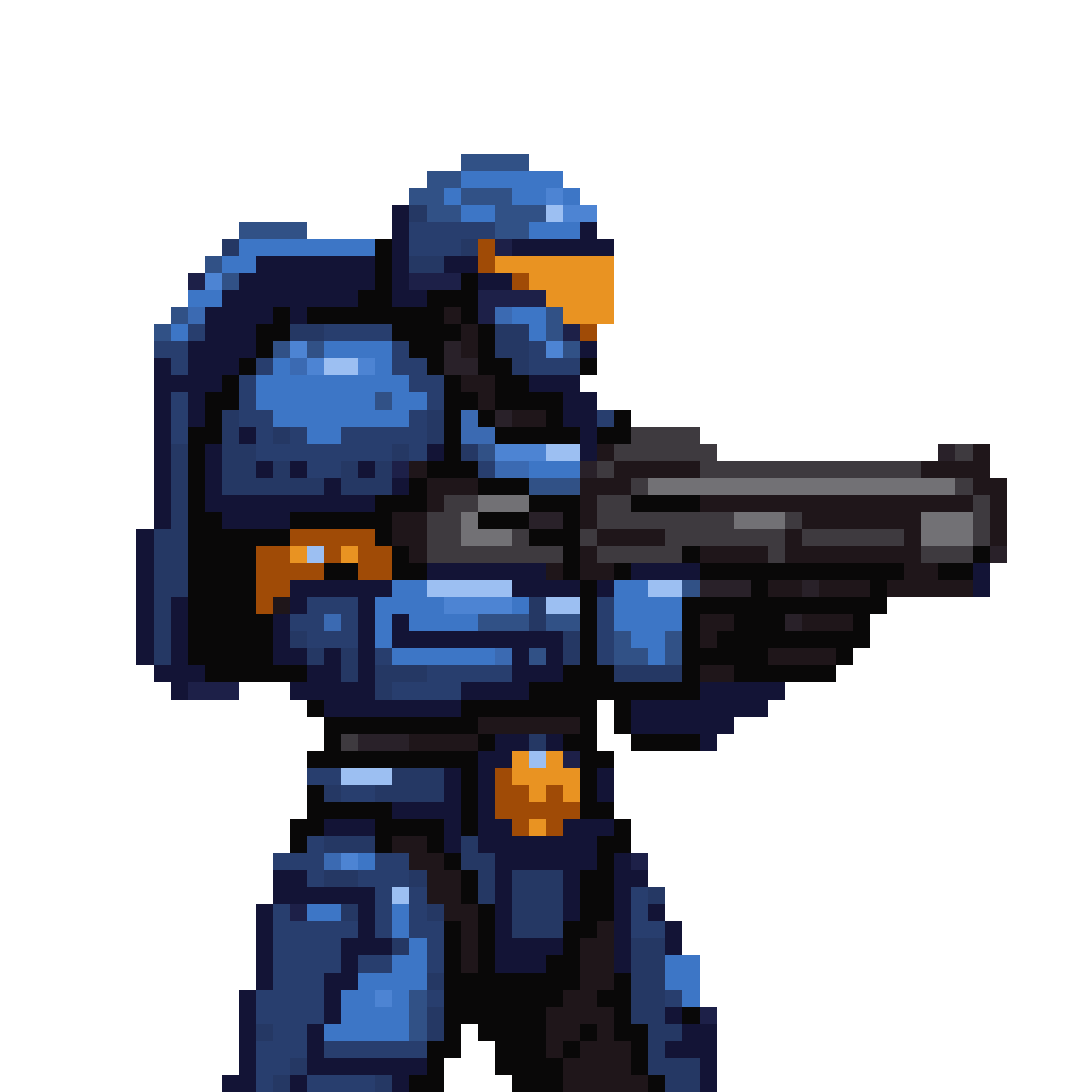 Sci-Fi Marine with Blue Armor pixel art