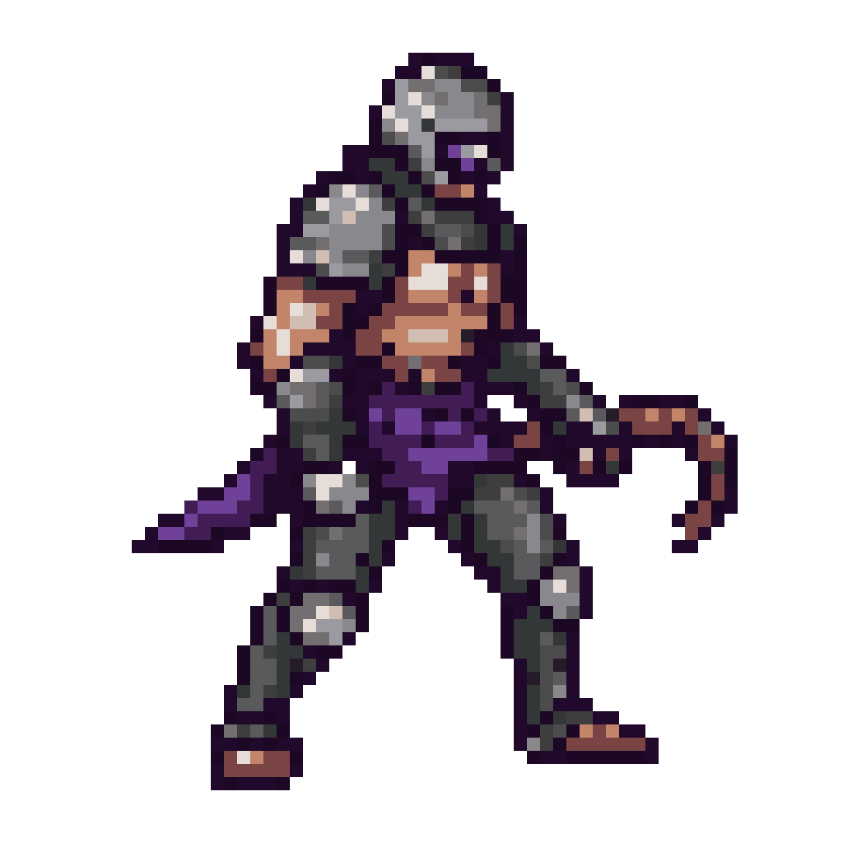a bearded warrior walking pixel art