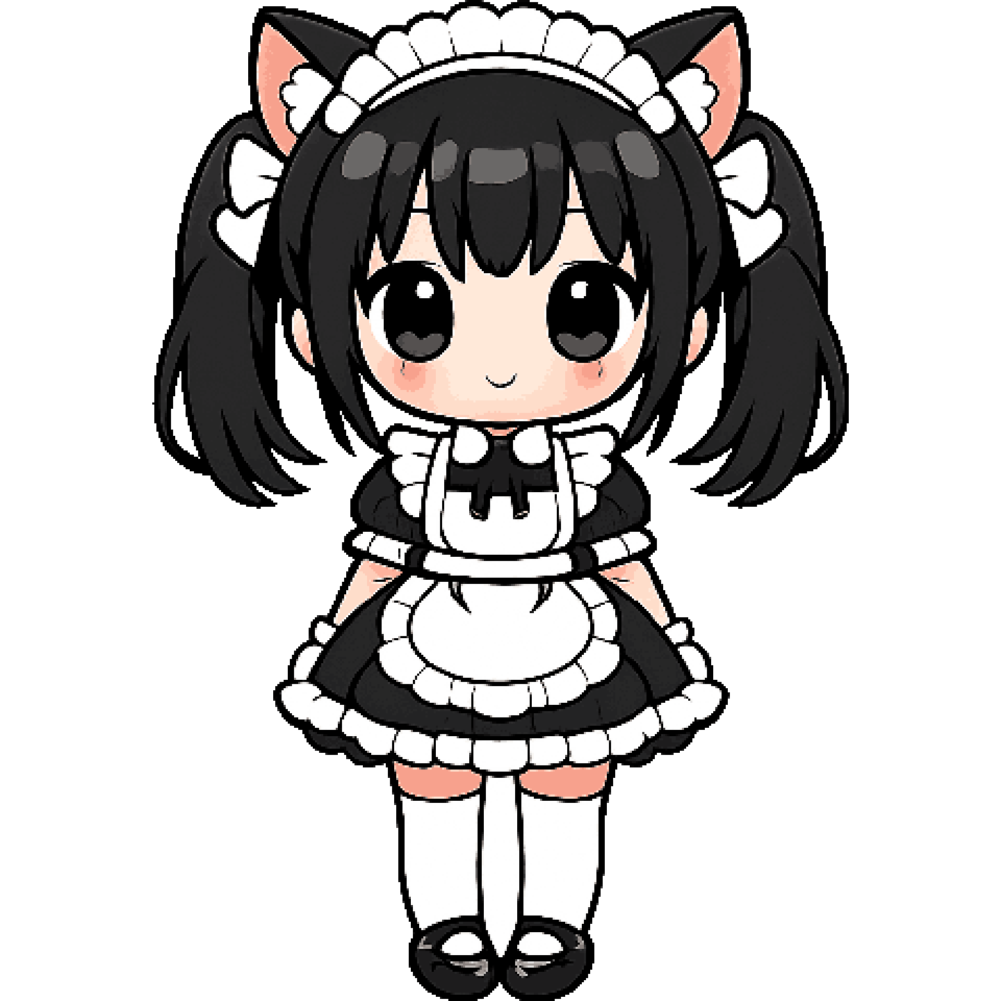 Chibi cat-girl maid pixel art