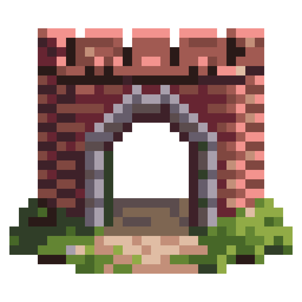 Medieval arch bridge pixel art