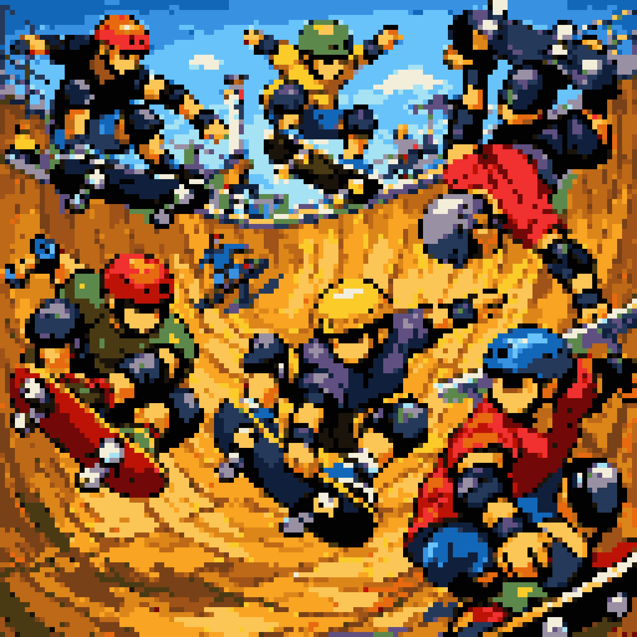 Skateboarding halfpipe pixel art