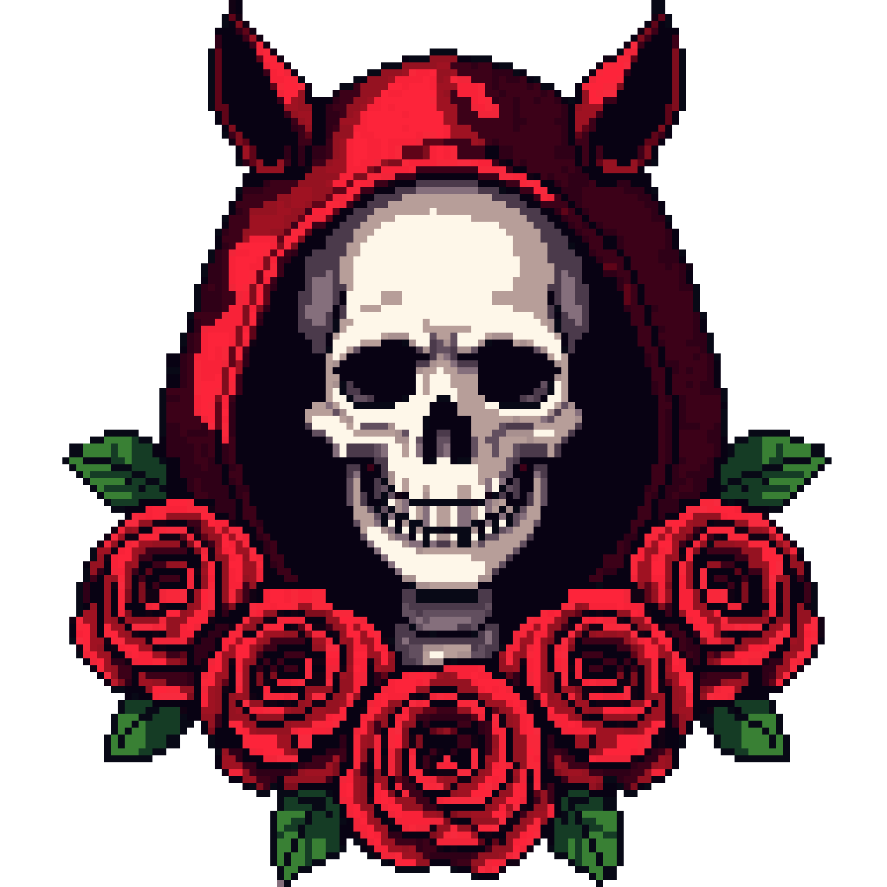 Hooded horse skeleton pixel art