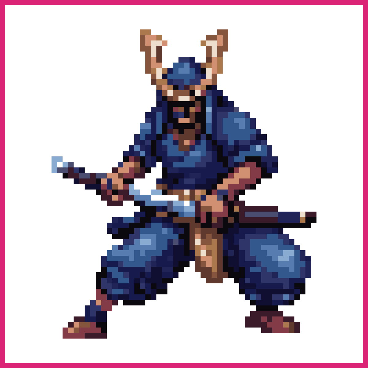 Blue Samurai Cutting with Katana | Sprite-AI