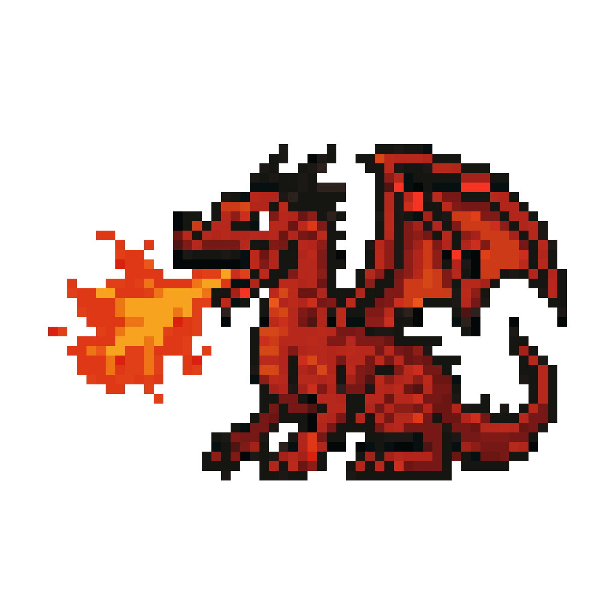 8-bit dragon with red scales breathing fire — 64×64 pixel art