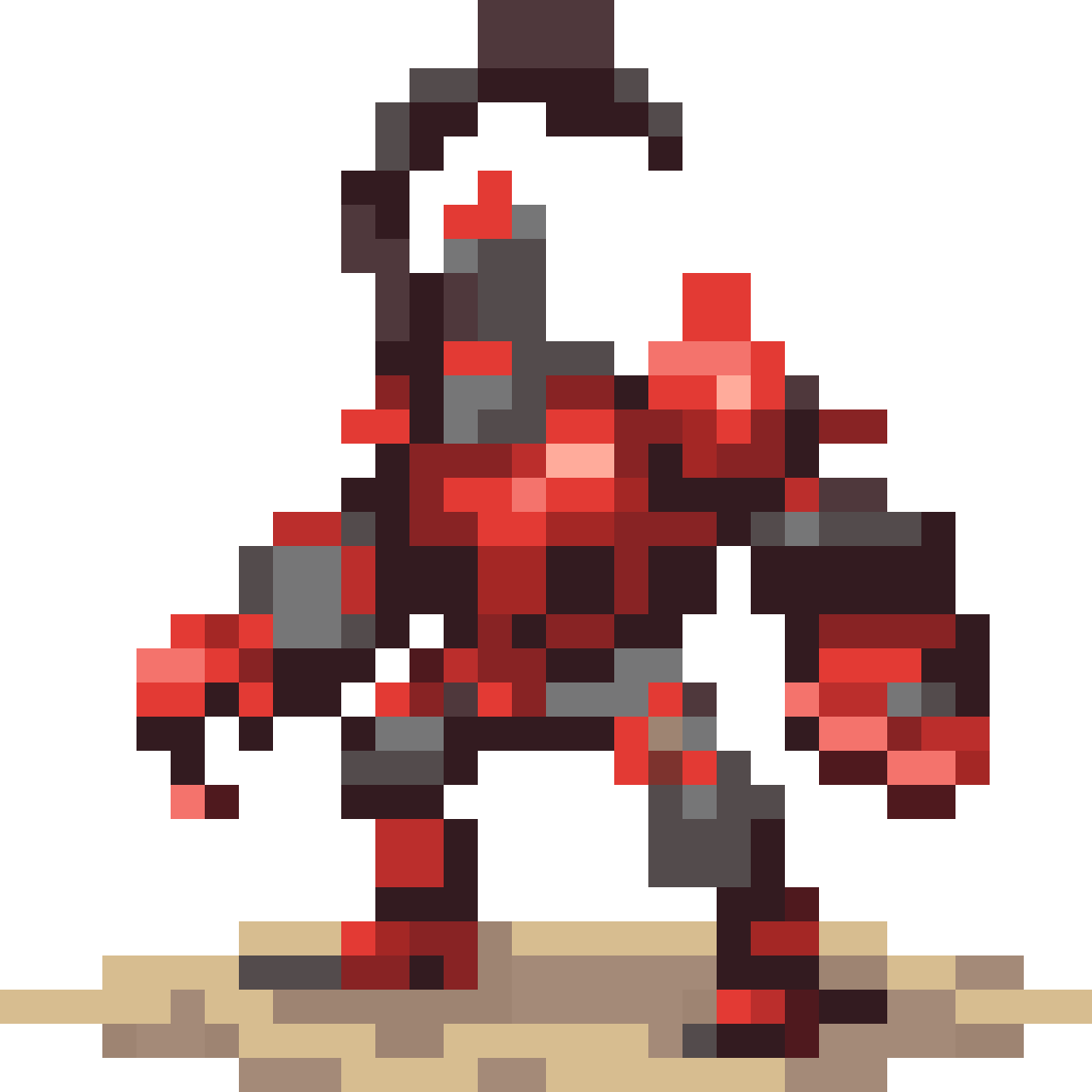 Red armor scorpion warrior pixel art